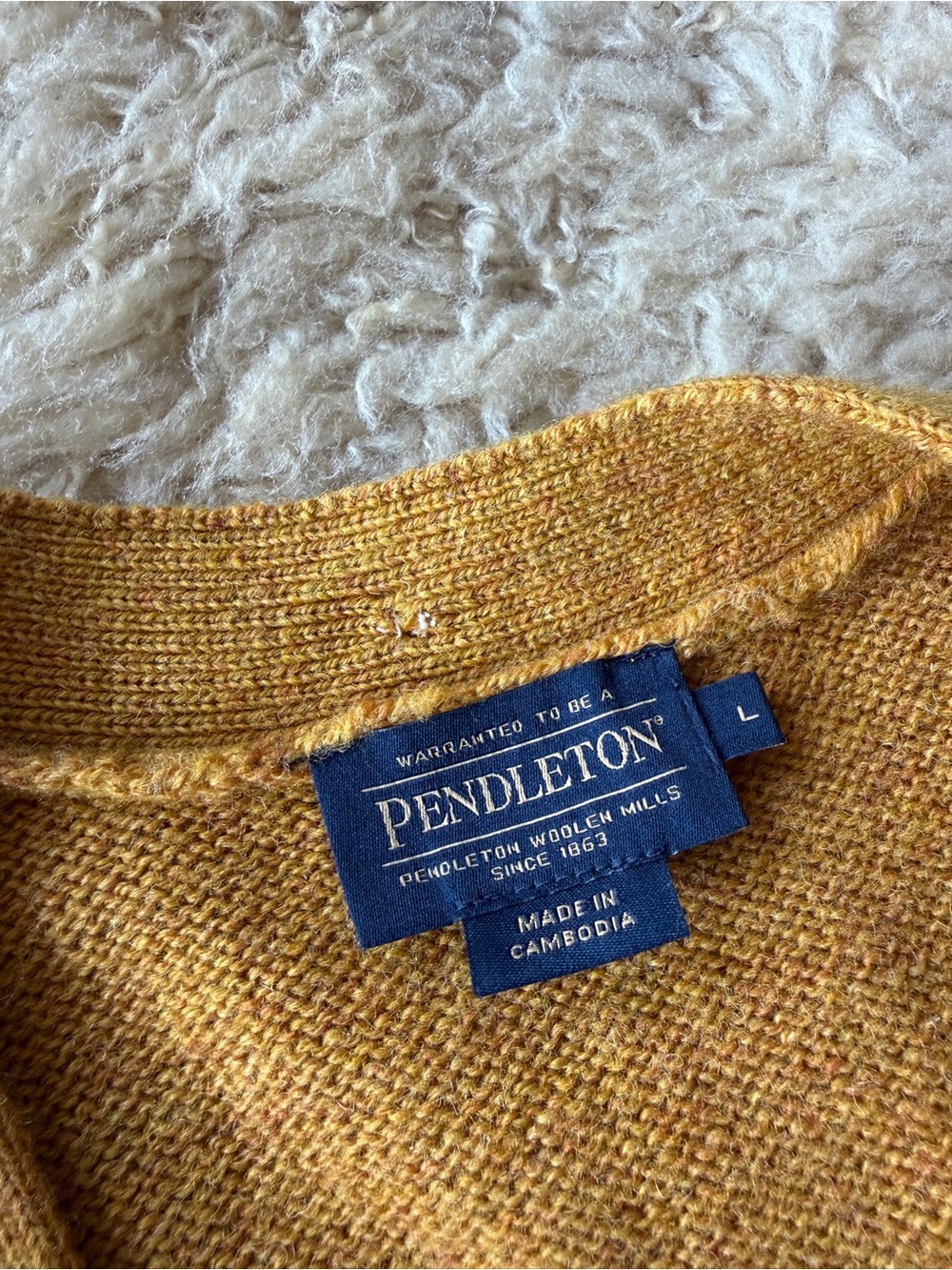 Pendleton Mustard Shetland Wool Cardigan Sweater - Picture 8 of 11